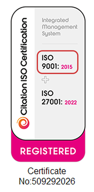 ISO 9001:2015 certification badge